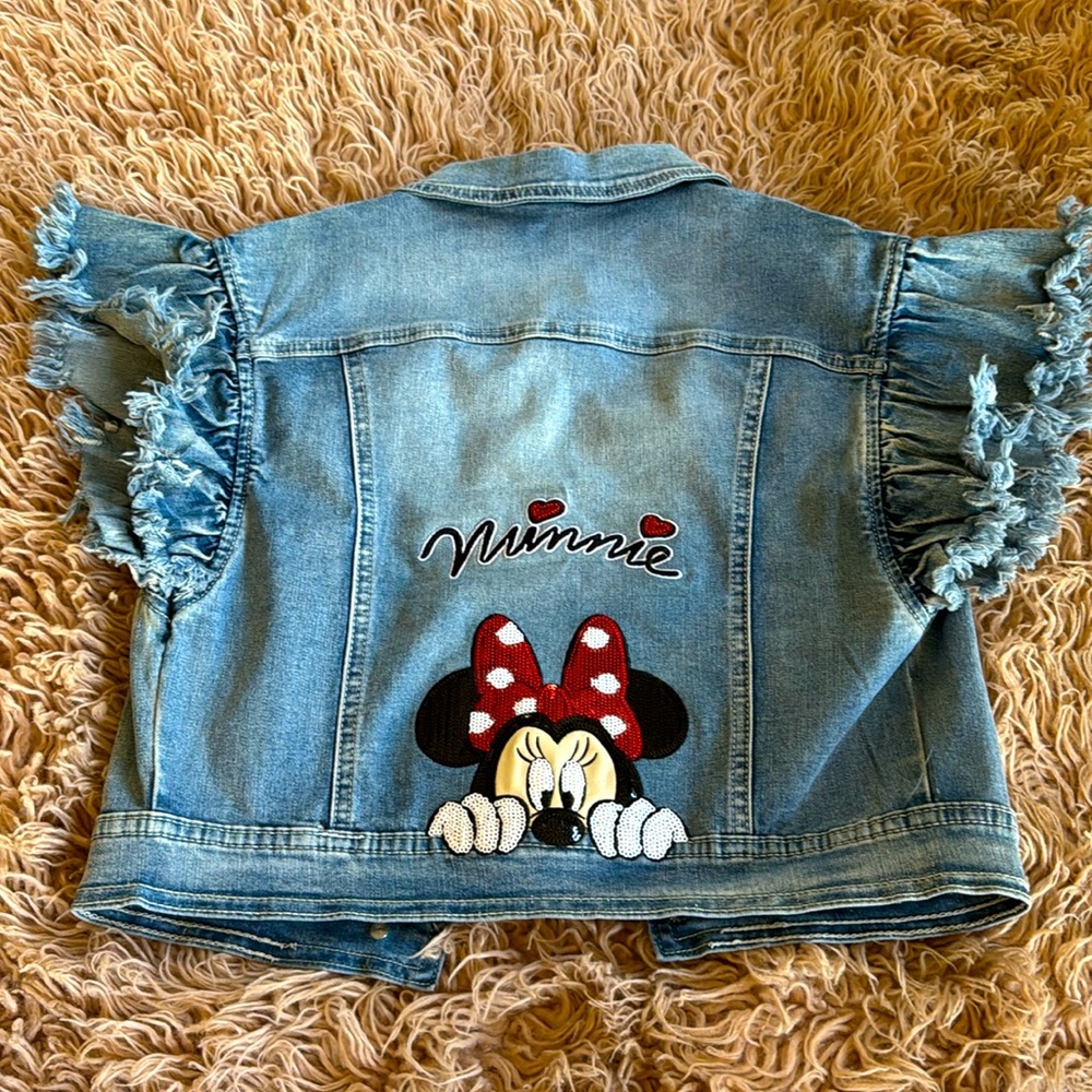 MonnaLisa, denim shirt sleeve jacket , Minnie Mouse, so cute, great condition!
